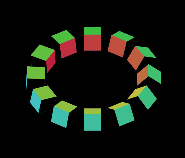  Canvas 3D方块环形动画特效