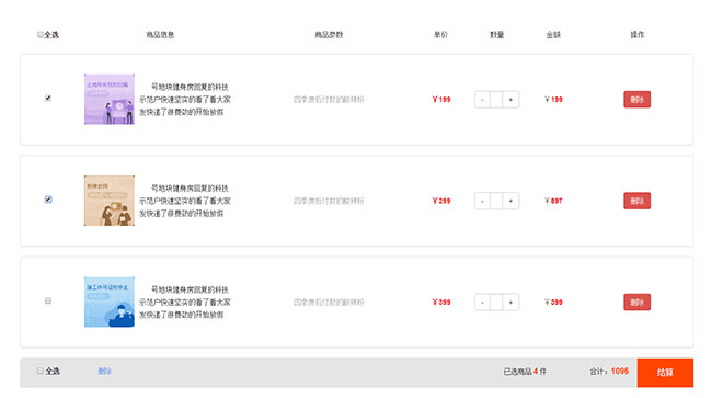  Bootstrap淘宝购物车结算代码