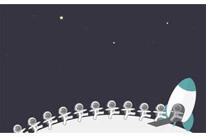 HTML5宇航员走进飞船动画特效