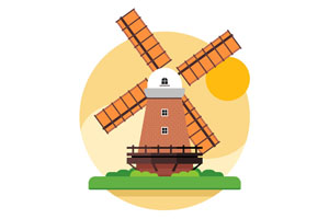 卡通灯塔风车css3动画