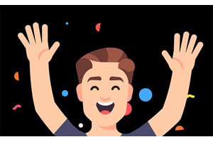 svg卡通人物挥手欢呼动画特效