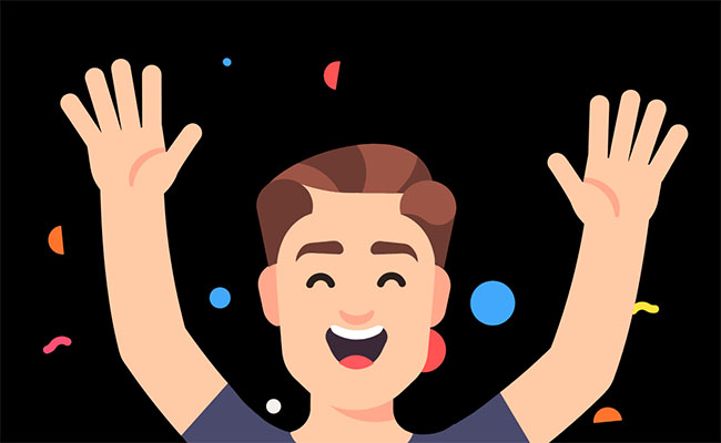  svg卡通人物挥手欢呼动画特效