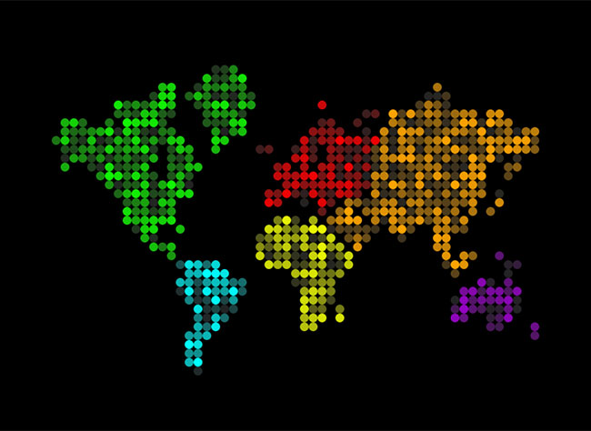  纯CSS3点像素世界地图特效