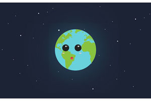 卡通地球笑脸表情CSS3特效