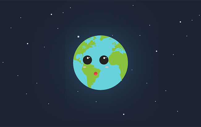  卡通地球笑脸表情CSS3特效