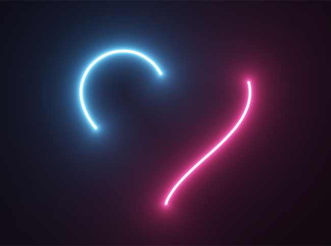  彩色霓虹灯爱心HTML5特效