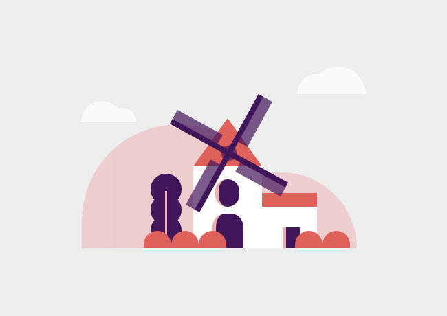  卡通风车白云CSS3特效