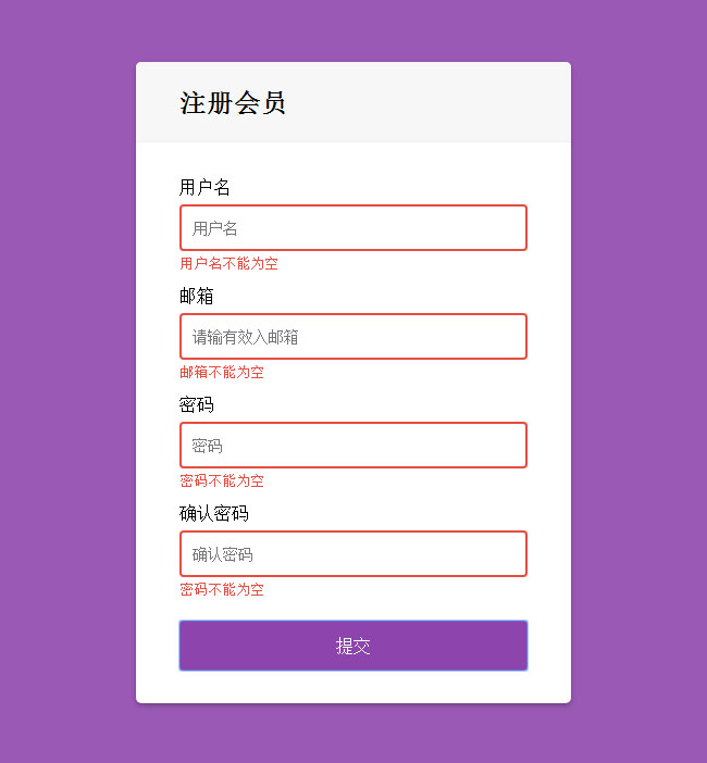  js会员注册表单验证代码