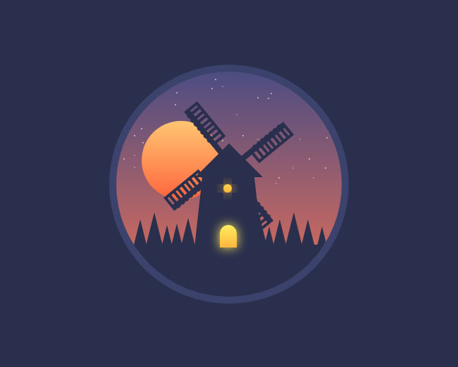  午夜风车插画CSS3特效