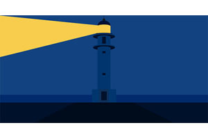 海上旋转的灯塔CSS3特效