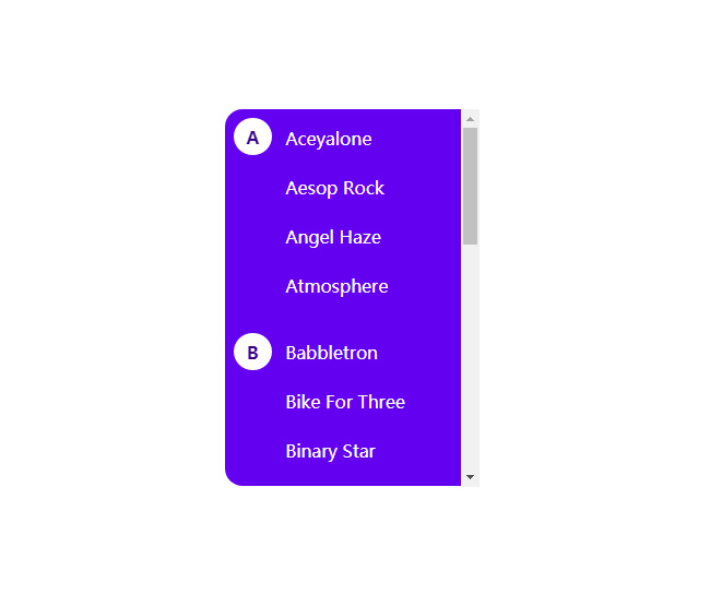  首字母索引侧边栏CSS3特效