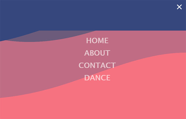  jQuery点击全屏波浪菜单代码