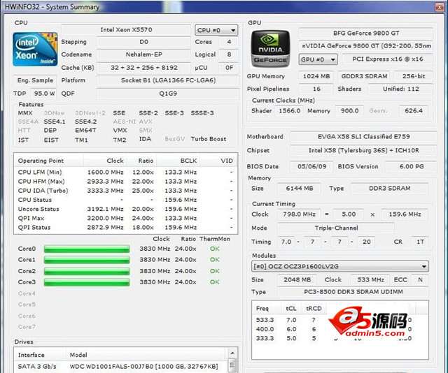 电脑硬件检测工具HWiNFO64