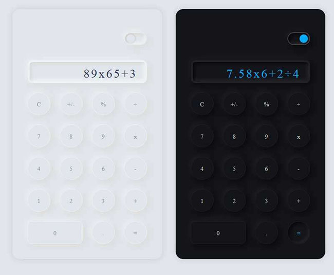  JS黑白样式加减乘除计算器代码