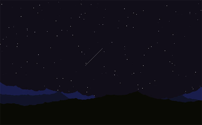  山上夜空流星划过H5特效