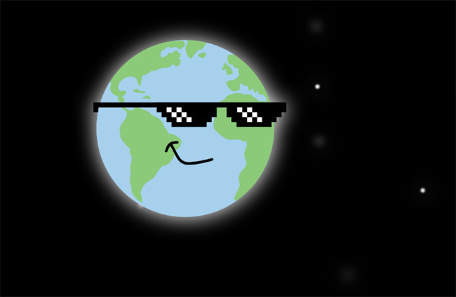  戴墨镜的地球星空CSS3特效
