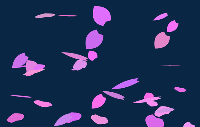  粉色叶子飘落Canvas特效