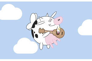 CSS3牛在弹琴飞翔动画特效