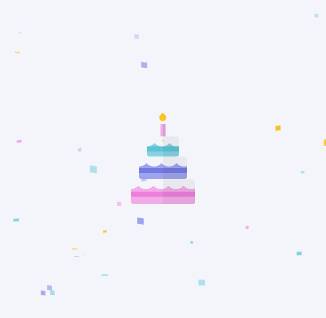  纸屑飘落生日蛋糕CSS3特效