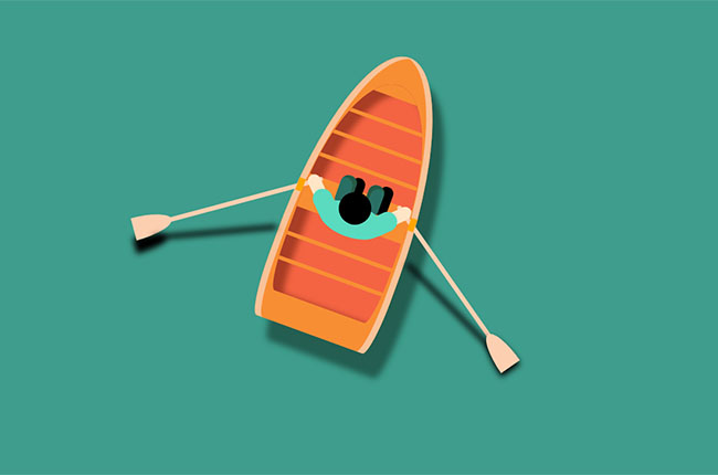  卡通人物划船css3特效