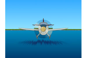 纯css3卡通海面上飞机特效