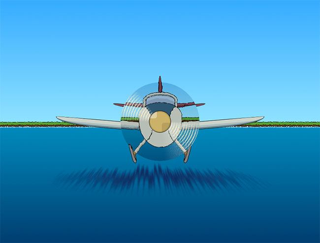  纯css3卡通海面上飞机特效