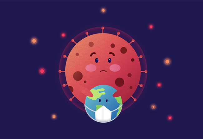  纯css3全球冠状病毒插图特效