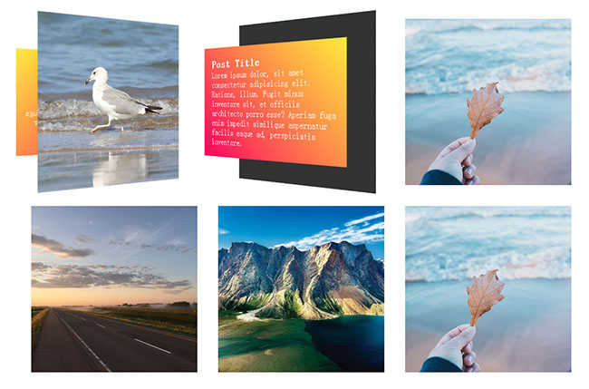  鼠标悬停卡片3D翻页特效